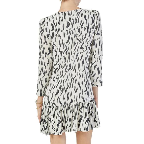 Joie Silk Dress Size Small Black and White Peplum Country Club Preppy NWT - Picture 2 of 11